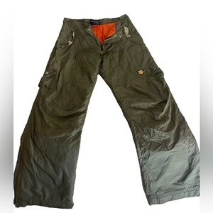 Triple Five Soul Belted Snow Winter Ski Pants in Green w/ orange Trim Size 10
